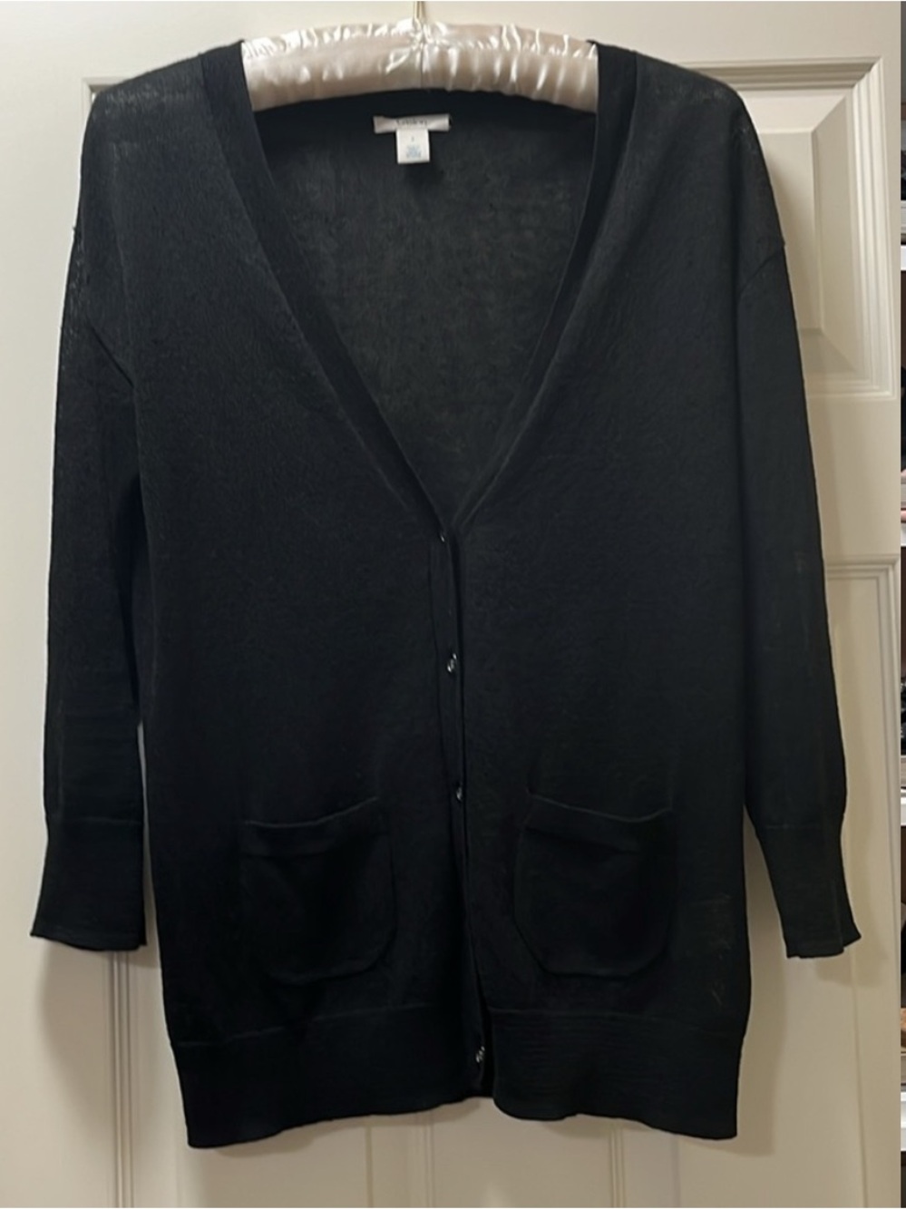 Caslon Black Linen Cardigan
